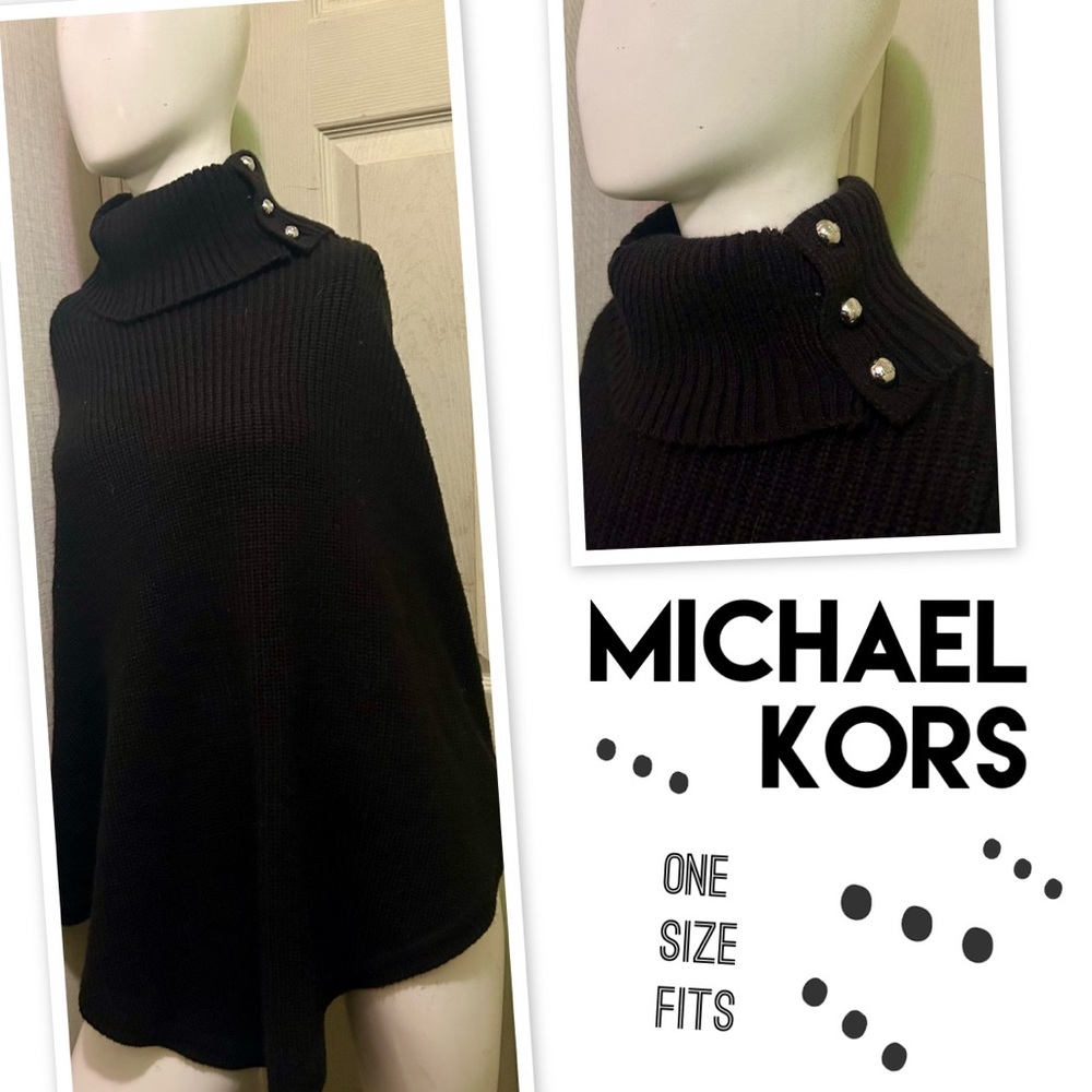 Michael Kors Black Knit Poncho